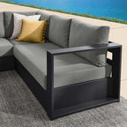 Modway Tahoe Aluminum 3-Piece Outdoor Patio Furniture Gray Charcoal, Modular - Image 8