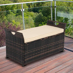 VINGLI 40 Gallon Outdoor Rattan Deck Box w/Cushion, Patio Wicker Storage Box - Image 2