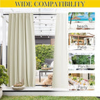 NICETOWN 2 Panels Outdoor Curtains Waterproof Pocket & Back Tab on Top & Bottom - Image 7