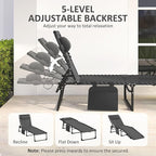 Outsunny Chaise Lounge Chair Outdoor, 5-Position Adjustable Sun Tanning Chair - Image 4