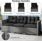 Tangkula 3-Seat Patio Wicker Couch Sofa, Outdoor 3 Seater Rattan Furniture Set - Image 9