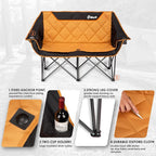 EMERIT Oversized Double Duo Camping Chair Folding Camping Loveseat 2 Person - Image 3