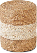 Wimarsbon Foot Stool Ottoman Round Natural Seagrass Footrest Stool Hand-Woven by Wimarsbon
