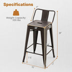 COSTWAY Metal Bar Stools Set of 4, - Image 3