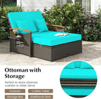 Moccha Outdoor Wicker Daybed, Patio Rattan Loveseat Sofa w/ 4-Level Adjustable - Image 6