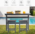 3 Pcs HDPE Outdoor Bar Set of 2 Includes Bar Height Table and Chairs, Patio Bar - Image 5