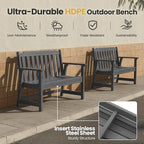 Ciokea 49" Heavy Duty Outdoor Bench Set of 2, HDPE Weatherproof Garden Bench - Image 3