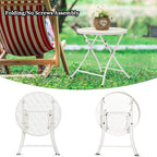 TeoKJ Folding Outdoor Side Tables, Anti Rust Small Patio Table Round Metal - Image 5