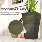 Outsunny Tall Planter for Outdoor Plants Set of 3, 28 Inch Taper Planter - Image 6
