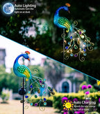 DREAMSOUL Metal Peacock Garden Solar Lights Outdoor Decorative Garden Stake - Image 2