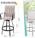 Vongrasig 6 Piece Patio Swivel Bar Chairs, All Weather Metal Textile High - Image 3