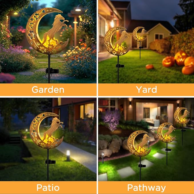JOBOSI Solar Moon Horse Decorative Light Gift, Portable Decorative Ground Stake - Image 2