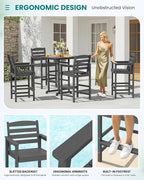 SERWALL 5 Pieces Outdoor Patio Bar Set, Tall Adirondack Bar Chair and Table Set - Image 5