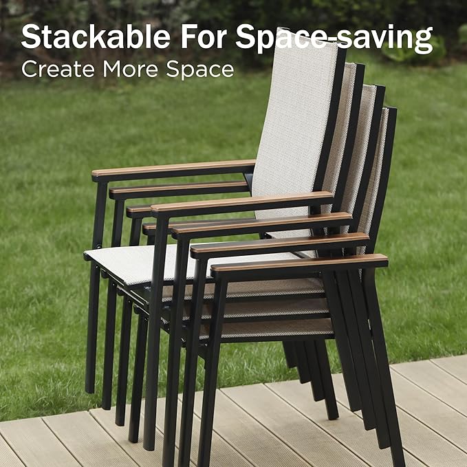 PHI VILLA 9PCS Outdoor Table and Chairs Set, Outdoor Furniture, Stackable - Image 2
