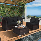 Tangkula 4 PCS Patio Rattan Sofa Set, Outdoor Wicker Sectional Furniture Set - Image 2