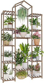 Bamworld 74.4" Tall Plant Stand Indoor Outdoor Wood Plant Shelf Hanging Plant - Image 7
