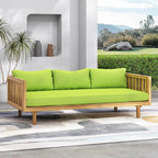 Merax Solid Acacia Wood Couch Chaise Lounge Chair Indoor, 3 Seater Daybed Sofa - Image 9