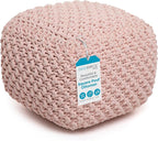 BIRDROCK HOME Square Pouf Ottoman | Cotton Braided Foot Stool by BIRDROCKHOME