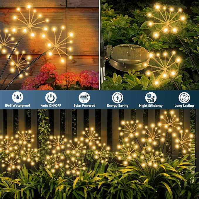 Solar Garden Lights 6 Pack Waterproof Swaying Starburst Light Solar Outdoor - Image 4