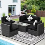 NICESOUL 7 Piece Modern Outdoor Patio Furniture Set, Extra Large Grey Wicker - Image 2