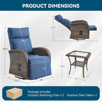 3 Pieces Zero Gravity Patio Swivel Rocking Recliner Chairs Set of 2 - Image 2
