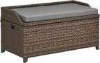 Outsunny 38 Gallon Outdoor Wicker Storage Bench Deck Box, PE Rattan Patio by Outsunny