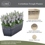 Classic Home and Garden Corinthian Trough Planter, Ivory Ash - Image 2
