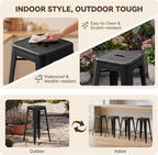 Shahoo 24 Inches Metal Bar Stools Counter Height Stackable Backless Stools - Image 6