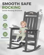 Oversized Outdoor Rocking Chairs Set of 2, High Back Porch Rocking Chair - Image 4
