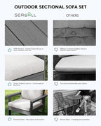SERWALL HDPE Patio Conversation Set, 6-piece Sectional Outdoor Furniture Set - Image 5