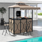 Tangkula 3 Piece Patio Bar Set, Grill Gazebo & 2 Foldable Bar Stools - Image 2