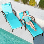 Chaise Lounge Chairs Outdoor Set of 6, Comfy Outside Wicker Patio Pool Lounge - Image 2