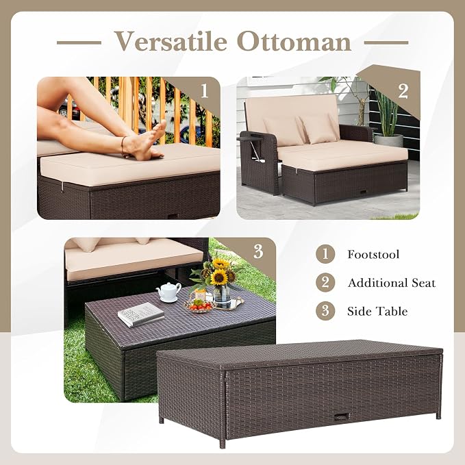 HAPPYGRILL Patio Rattan Wicker Daybed - Image 4