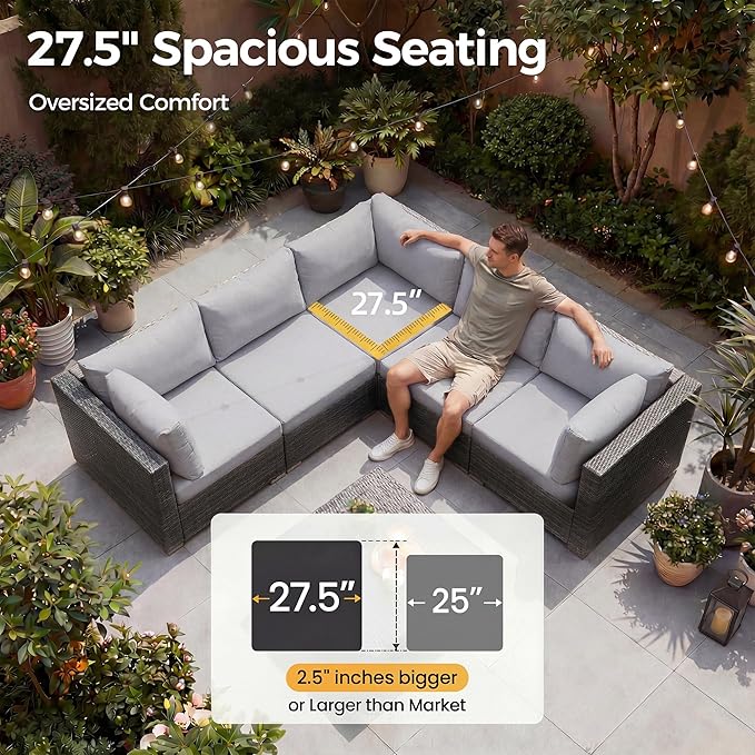 NICESOUL 11 Piece Modern Outdoor Furniture Sofa Set, 29.3'' High Back Comfy - Image 5