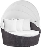 Modway Convene Wicker Rattan Outdoor Patio Retractable Canopy Round Poolside by Modway