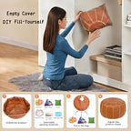 Thgonwid Unstuffed Moroccan Storage Pouf Foot Stool Ottoman Seat Handmade Faux - Image 6