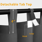 Easy-Going Outdoor Patio Curtains Detachable Tab Top Windproof Weatherproof - Image 2