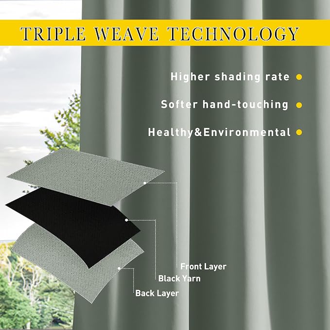NICETOWN 2 Panels Weighted Outdoor Curtains - Image 5