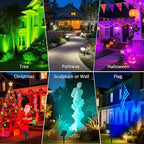 T-SUNUS RGB Solar Landscape Spotlights Christmas Outdoor IP65 Waterproof Color - Image 8