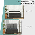 Outsunny 38 Gallon Outdoor Wicker Storage Bench Deck Box, PE Rattan Patio - Image 4