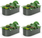 A ANLEOLIFE 4-Set 8X4X2 ft Galvanized Raised Garden Bed Kit, Oval Metal Deep by AAnleolife