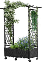 Planter Box with Trellis Outdoor, Plastic Raised Garden Bed Trellis Planter Box - Image 7