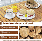 Tangkula 3 Piece Patio Bar Table & Chairs, Outdoor Acacia Wood Bar Set - Image 6