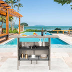 ECOTOUGE Wicker Bar Table, Outdoor Patio Console Table Serving Table, Mini - Image 2