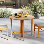 Tangkula 2 Pieces 36 Inches Outdoor Folding Round Dining Table, No Assembly - Image 2