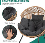 Shintenchi Wicker Egg Chair, Outdoor Indoor Rocking Chair, Large PE Rattan - Image 4