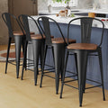 Alunaune 30" Swivel Metal Bar Stools Set of 4 High Back Counter Height by HomeFurniture