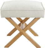 Amazon Basics Small Ottoman Foot Rest, Mid-Century Modern X Square Polyester - Image 4