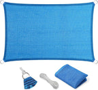 Eden's Decor Straight Flat-Edged Sun Shade Sail Rectangular 9' x 11' Blue by EdensDecorInc