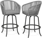 DWVO Outdoor Counter Height Bar Stools Set of 2, Patio Swivel Bar Chairs - Image 8